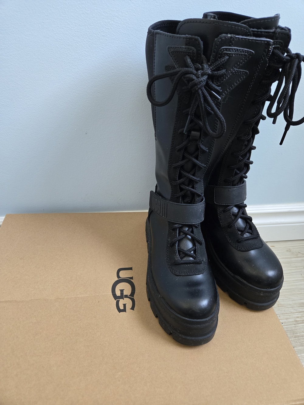 UGG Black Platform Flynn Tall